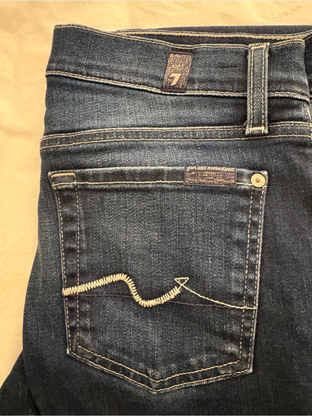 7 For All Mankind Dark Blue Denim Jeans - Picture 2 of 7
